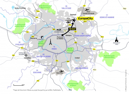 Carte de localisation du projet Europacity