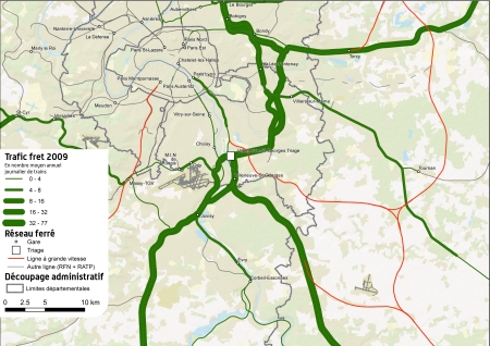 carte du Trafic fret en 2009 sur l'Ile de France carte du Trafic fret en 2009 sur l'Ile de France