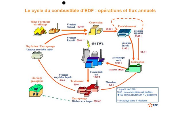 Le cycle de combustible d'EDF : opérations et flux annuels